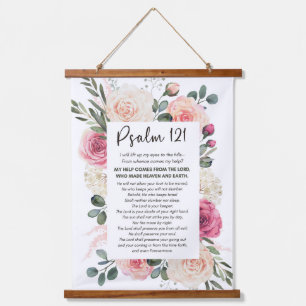 Psalm 121 Ich werde meine Augen erheben Florale Bi Wandteppich Mit Holzrahmen