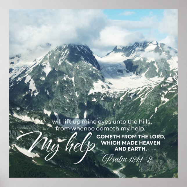 Psalm 121 werde ich meine Augen zu den Hügeln hoch Poster (Vorne)