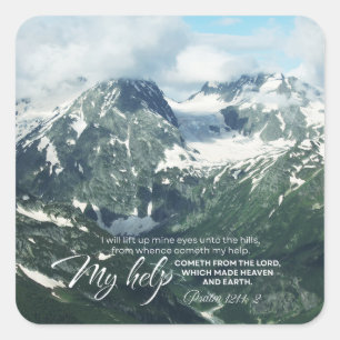Psalm 121 werde ich meine Augen zu den Hügeln hoch Quadratischer Aufkleber