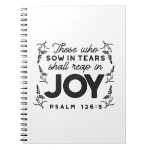 Psalm 126:5 Schrift-Typografie – Ernte in Freude Notizblock