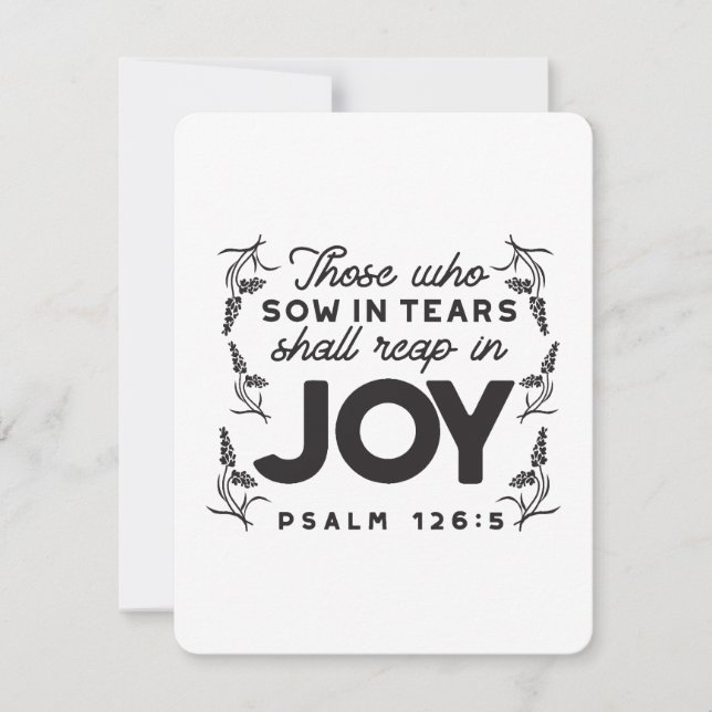 Psalm 126:5 Scripture Typography – Reap in Joy Mitteilungskarte (Vorderseite)