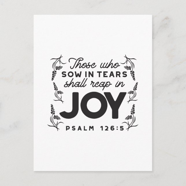 Psalm 126:5 Scripture Typography – Reap in Joy Postkarte (Vorderseite)