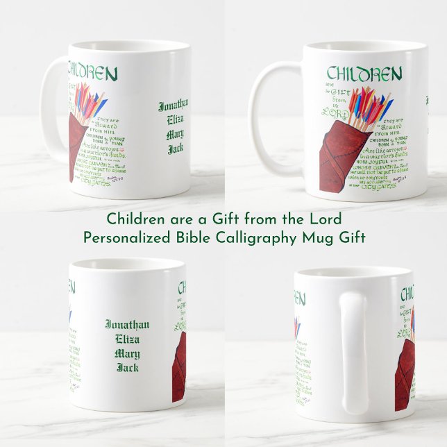 Psalm 127 3-5 Kinder Bibelverse Christlich Kaffeetasse (Personalized Mug with Children's Names Psalm 127 3-5)