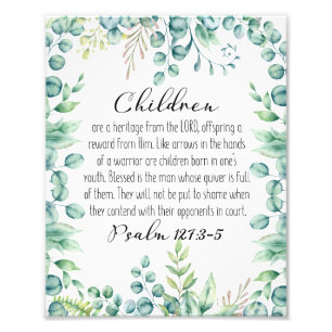 Psalm 127:3-5, Kinder sind ein Erbe, Eukalyptus Fotodruck