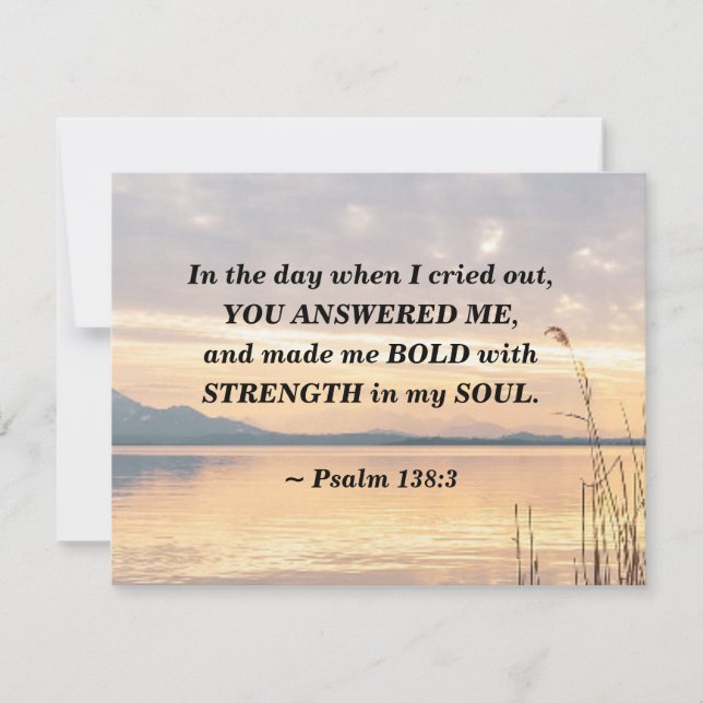 Psalm 138:3 Du hast mich zu einem kühlen Sonnenunt Karte (Vorderseite)