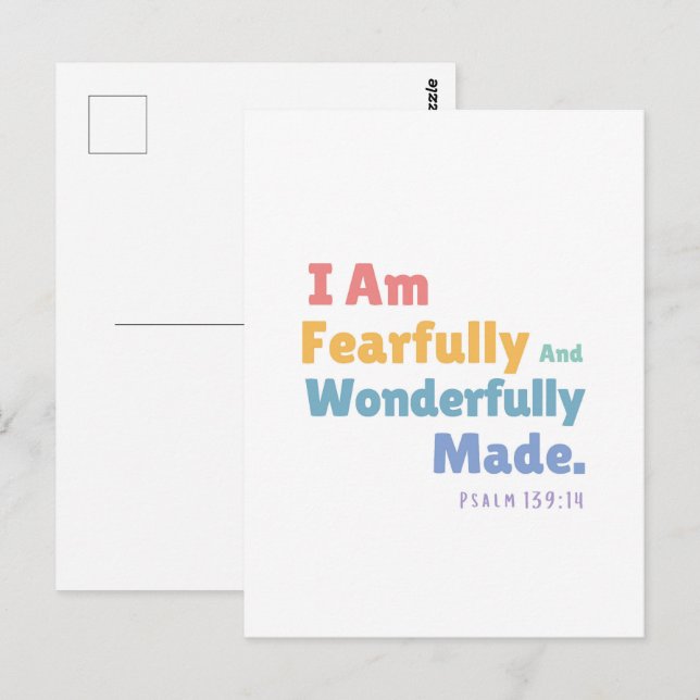 Psalm 139:14 Bibelverse Christliches Kinderzimmer Postkarte (Vorne/Hinten)