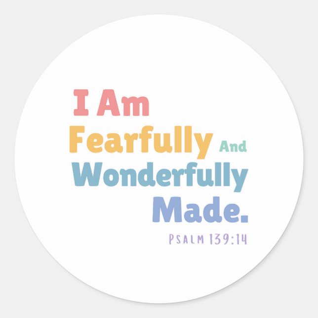 Psalm 139:14 Bibelverse Christliches Kinderzimmer Runder Aufkleber (Vorderseite)