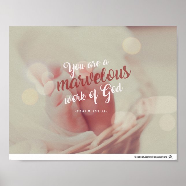 Psalm 139:14 - Du bist ein wunderbares Werk Gottes Poster (Vorne)