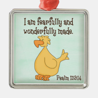 Psalm 139:14 Kinder christliche gelbe Ente Silbernes Ornament