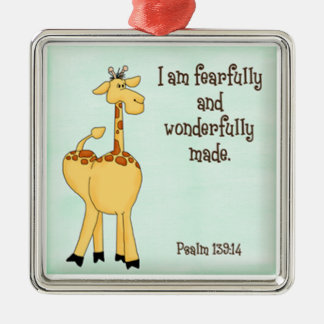 Psalm 139:14 Kinder christliche Giraffe grün Silbernes Ornament