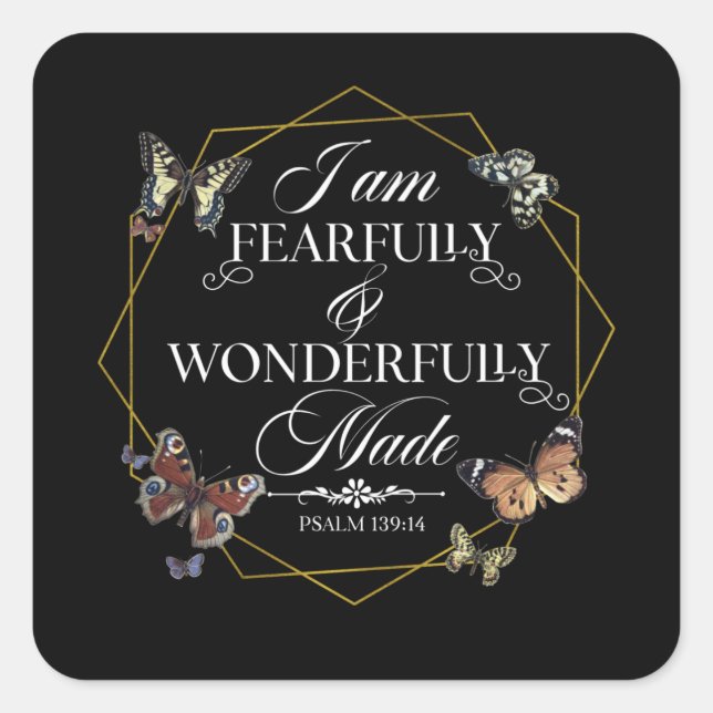 Psalm 139 14 Zitat zum Christlichen Verse Quadratischer Aufkleber (Vorderseite)