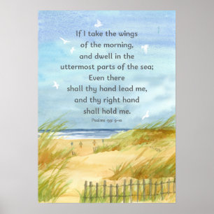 Psalm 139:9 Bibel Schrift Ozean Strand Malerei Poster