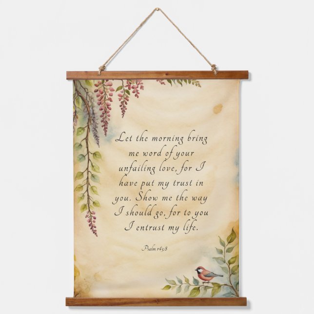 Psalm 143:8 Christliche Verse Kunst Wandteppich Mit Holzrahmen (Vorderseite)