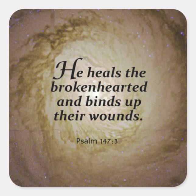 Psalm 147:3 quadratischer aufkleber (Vorderseite)