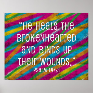 Psalm 147:3 Regenbogen "Er heilt das Brokenherz" Poster