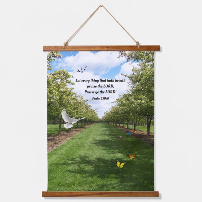 Psalm 150:6 wandteppich mit holzrahmen (Vorderseite)