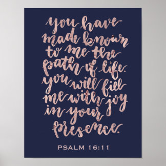 Psalm 16:11 Rose-Goldfolie Poster