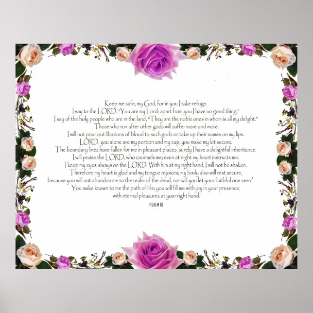 Psalm 16, Bibelverse, Wanddekoration Poster (Vorne)