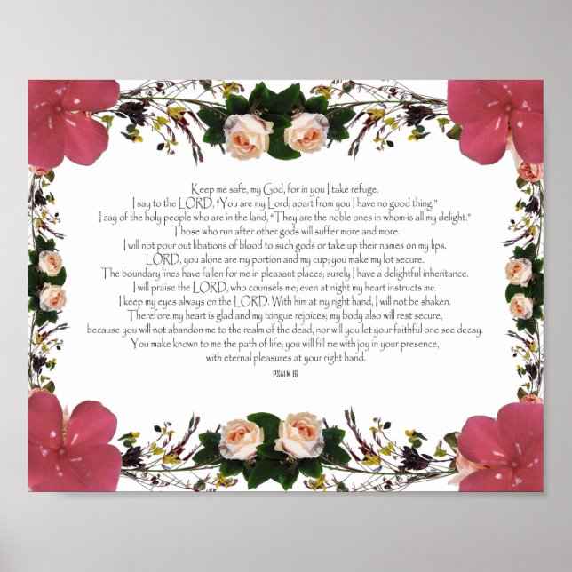 Psalm 16, Bibelverse, Wanddekoration Poster (Vorne)