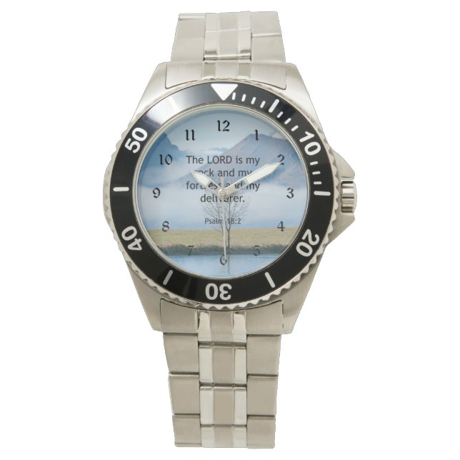 Psalm 18:2 Bibelverse... Der Herr ist mein Felsen. Armbanduhr (Vorderseite)