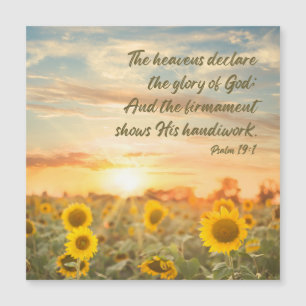 Psalm 19:1 NKJV Sonnenblume und Sonnenaufgang Bibe Magnetkarte