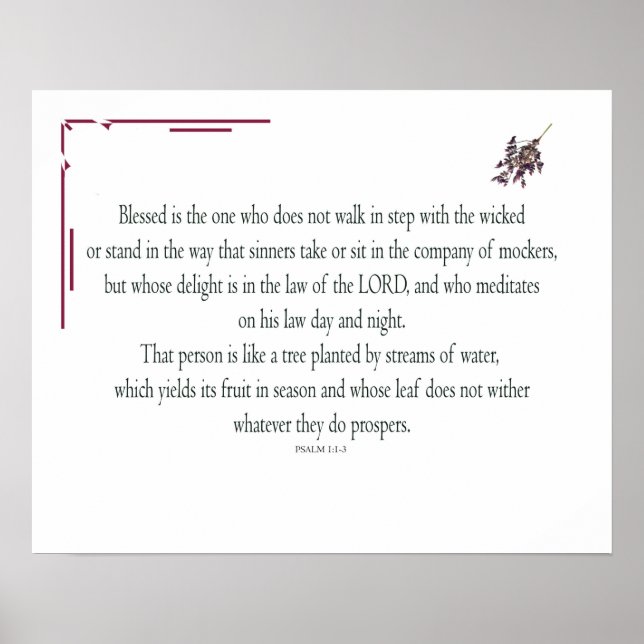 Psalm 1:1-3, Blessed is the one who, Poster (Vorne)