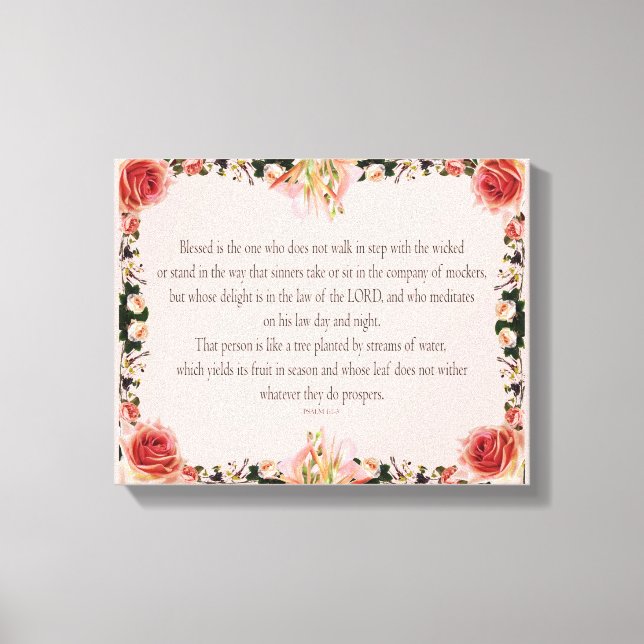 PSALM 1:1-3 Botanic Design, Leinwanddruck (Vorderseite)