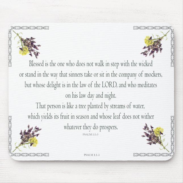 PSALM 1:1-3 Botanic Design Mousepad (Vorne)