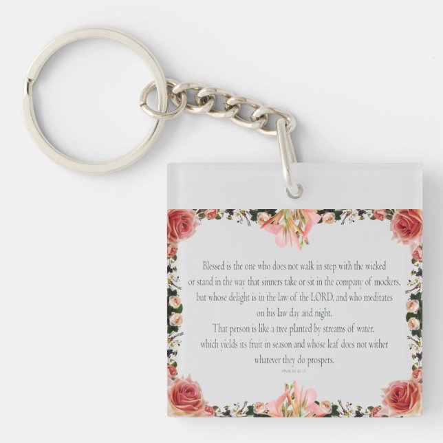 PSALM 1:1-3 Botanic Design Schlüsselanhänger (Vorderseite)