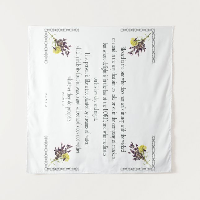 PSALM 1:1-3 Botanic Design Wandteppich (Vorderseite (Horizontal))