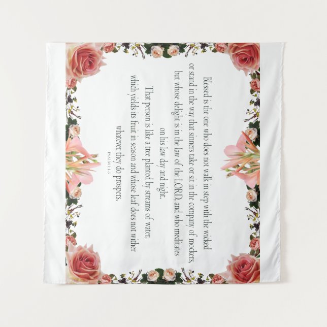 PSALM 1:1-3 Botanic Design Wandteppich (Vorderseite (Horizontal))