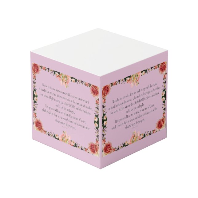 PSALM 1:1-3 Botanic Design, Würfel (Vorderseite Schrägansicht)