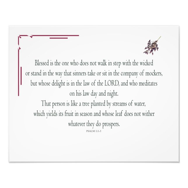 Psalm 1:1-3, gesegnet ist derjenige, der fotodruck (Vorne)