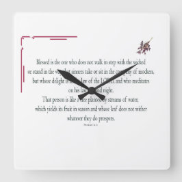Psalm 1:1-3, gesegnet ist derjenige, der quadratische wanduhr