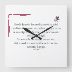 Psalm 1:1-3, gesegnet ist derjenige, der quadratische wanduhr