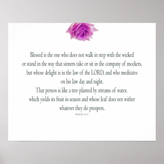 PSALM 1:1-3 mit Lila Blume Poster (Vorne)