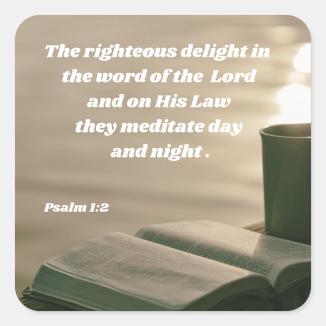 Psalm 1:2 Bibelstudium Verse Quadratischer Aufkleber (Vorderseite)