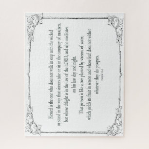 Psalm 1 Art - Gesegnet Recht mit Blumendesign