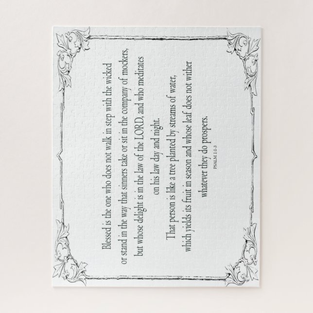 Psalm 1 Art - Gesegnet Recht mit Blumendesign (Vertikal)