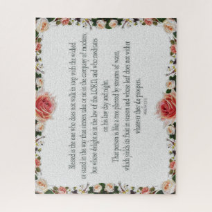 Psalm 1 Art - Gesegnet Recht mit Blumendesign