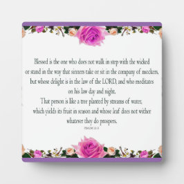Psalm 1 Art - Gesegnet Recht mit Blumendesign Fotoplatte