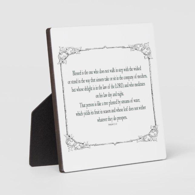 Psalm 1 Art - Gesegnet Recht mit Blumendesign Fotoplatte (Vorderseite)