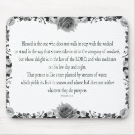 Psalm 1 Art - Gesegnet Recht mit Blumendesign Mousepad