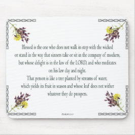 Psalm 1 Art - Gesegnet Recht mit Blumendesign Mousepad