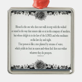 Psalm 1 Art - Gesegnet Recht mit Blumendesign Ornament Aus Metall