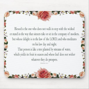 Psalm 1, Blumenränder Bunt Mousepad