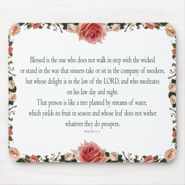 Psalm 1, Blumenränder Bunt Mousepad (Vorne)