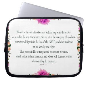 Psalm 1, Im Gesetz des Herrn, Lila Blume Grenze Laptopschutzhülle
