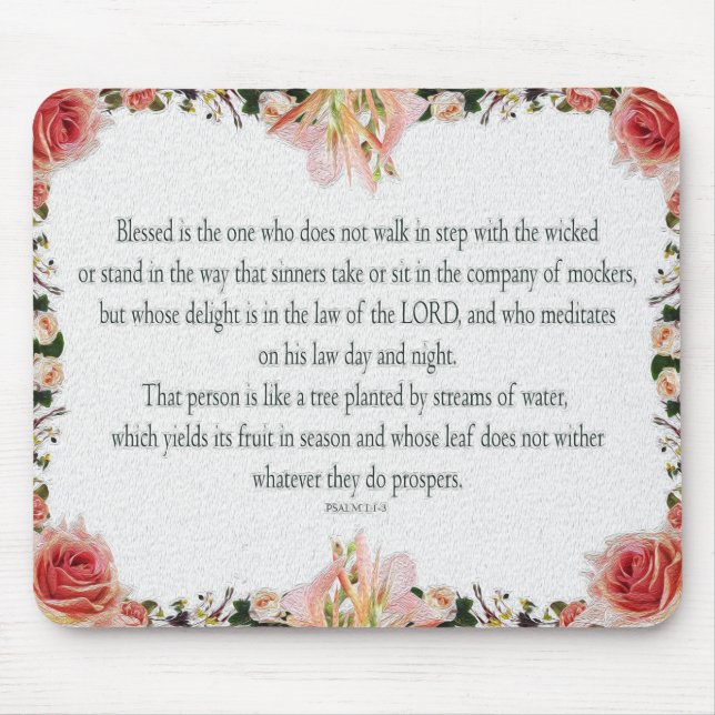 Psalm 1, Lilienöl floral, nicht in den Wickern lau Mousepad (Vorne)