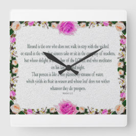 Psalm 1, Ölfarbe Lila Quadratische Wanduhr